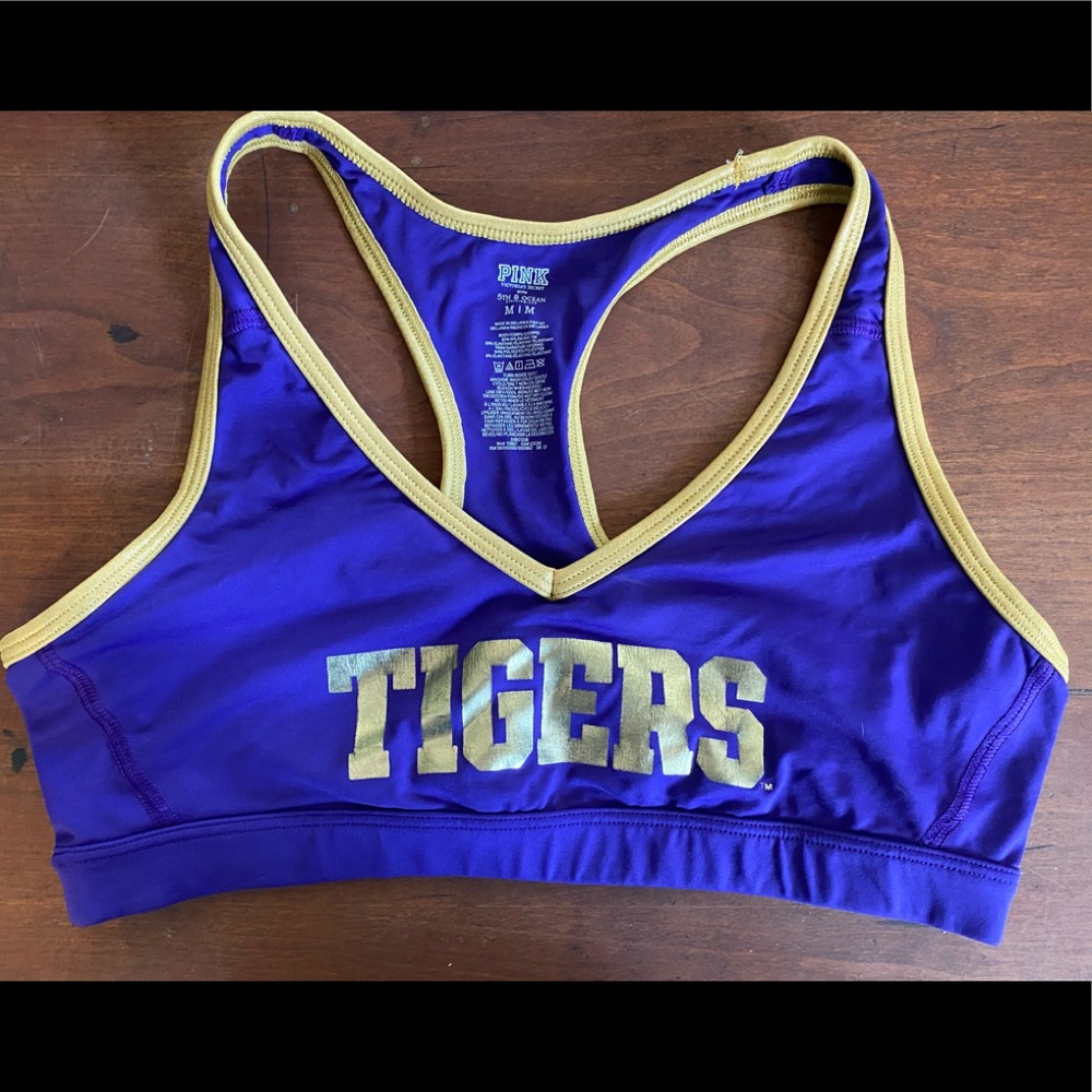 PINK women’s LSU sports bra Sz Med